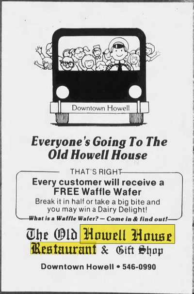 Old Howell House Restaurant - Jul 31 1985 Article (newer photo)